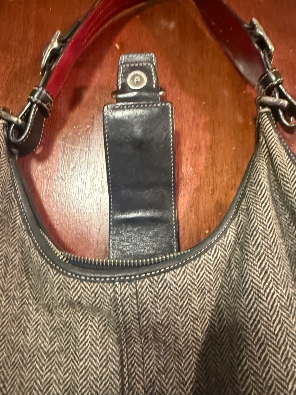 Vintage Y2K Coach Herringbone Tweed Hobo Bag - Style G047-147 - Picture 4 of 8